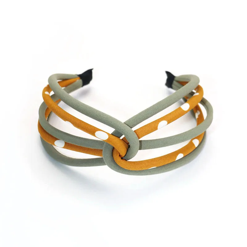 

Женская мода дизайн крест повязка на голову простая металлическая ткань в горошек печатных завернутый тюрбан для сушки волос аксессуары