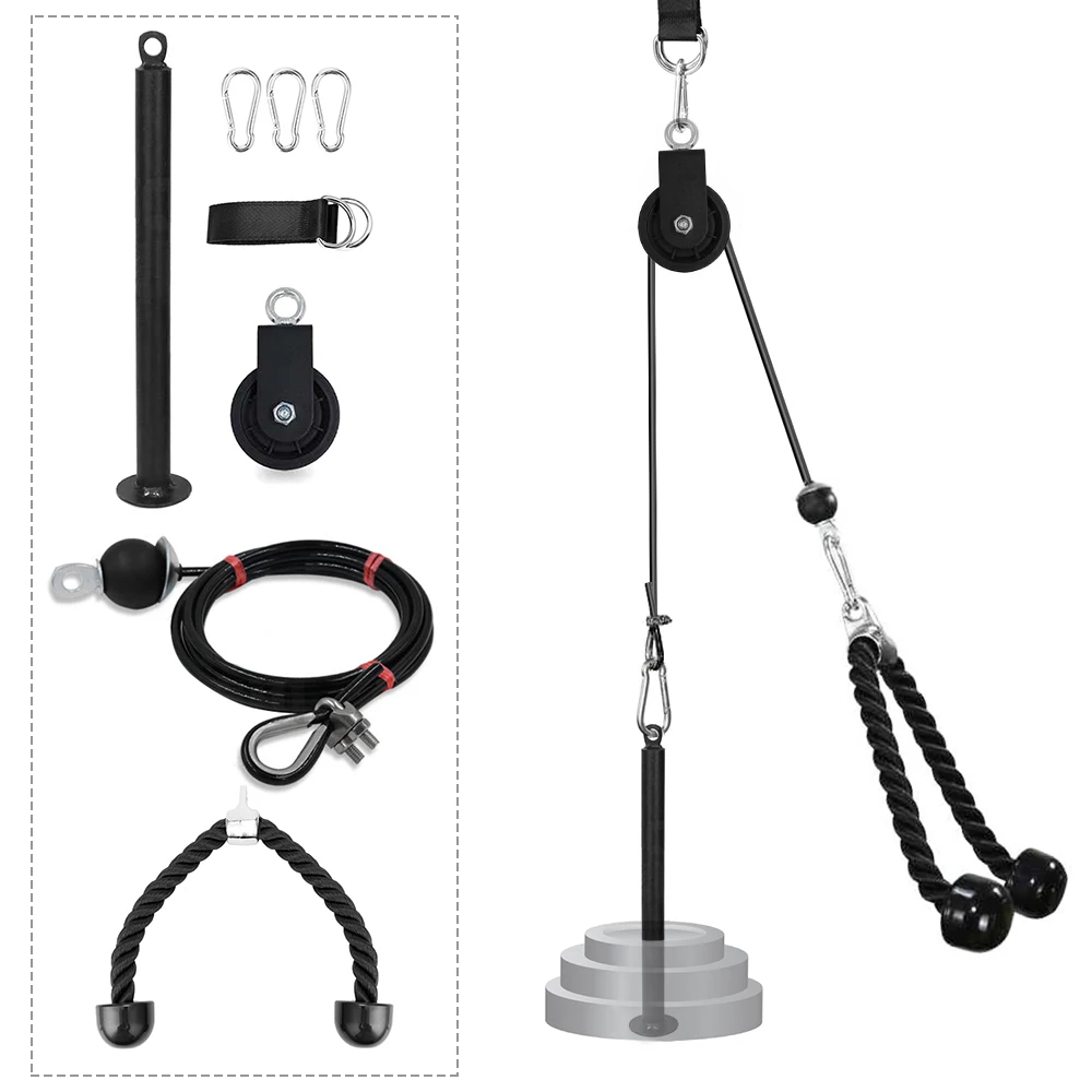 

Workout Pulley Cable System DIY Loading Pin Lifting Triceps Rope Machine Adjustable Length Home Sport Gym Fitness Equipment