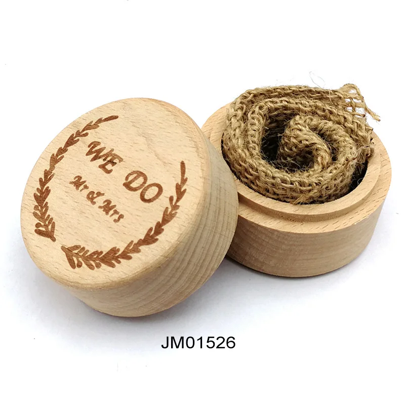 JM01526 DIY ручной работы винтажный свадебный Декор круглые кейсы для хранения бижутерии 5,2*4,2 см ожерелье серьги контейнер 1 шт деревянная коробочка для колец - Цвет: JM01526