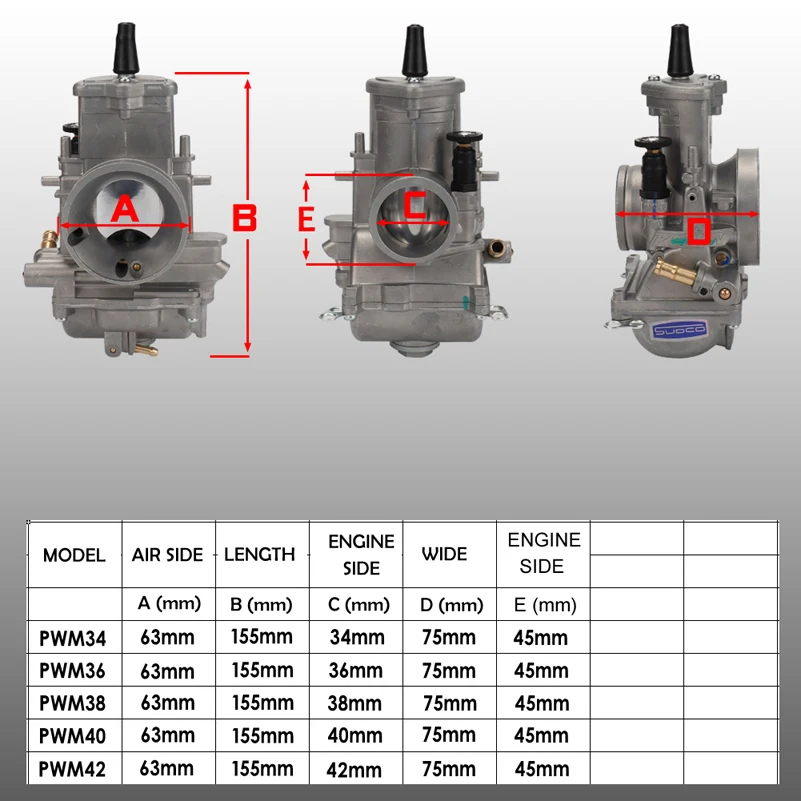 Карбюратор Keihi PWM 34 36 38 40 42 мм 2T 4T для мотоцикла скутера мотовездехода грязи