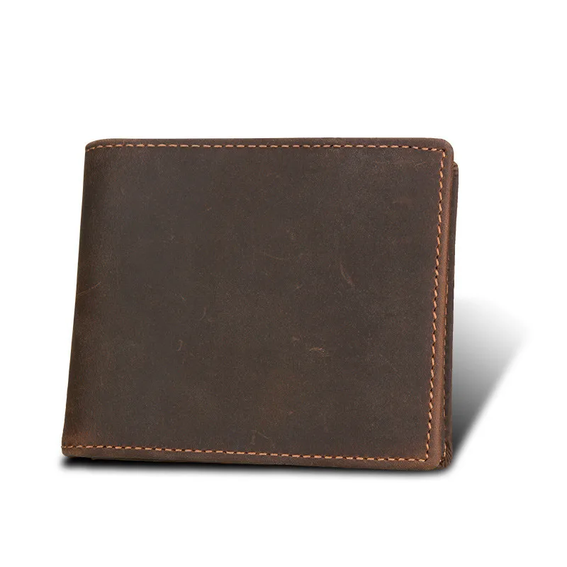 Винтажный мягкий кожаный мужской кошелек тройного сложения с верхним слоем