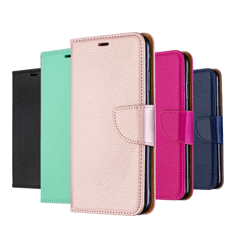Кожаный чехол книжка с текстурой личи для мобильного телефона Redmi 7 7a K20 K30 8a Note 9 9S 8