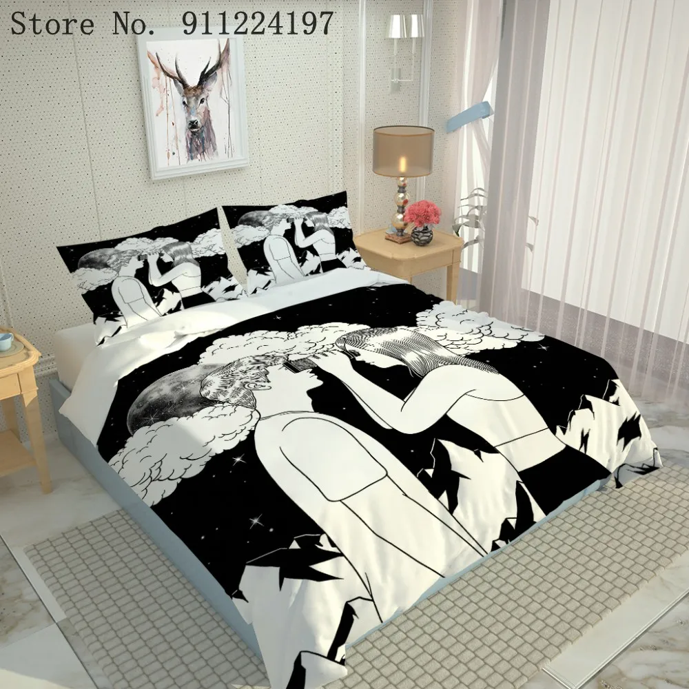 3D печать Постельное белье пары пододеяльник набор Queen King Размеры 2/3 шт. роскошный
