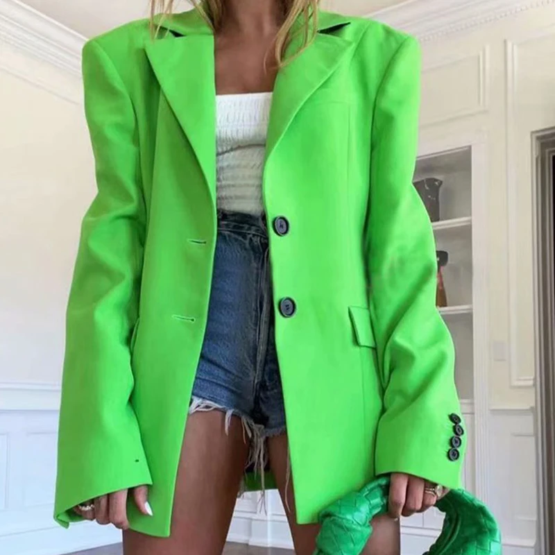 

KUMSVAG Women Summer Casual Solid Blazers Coats 2021 Full Sleeve Single Breasted Female Fashion Elegant Blazer Clothes Outerwear