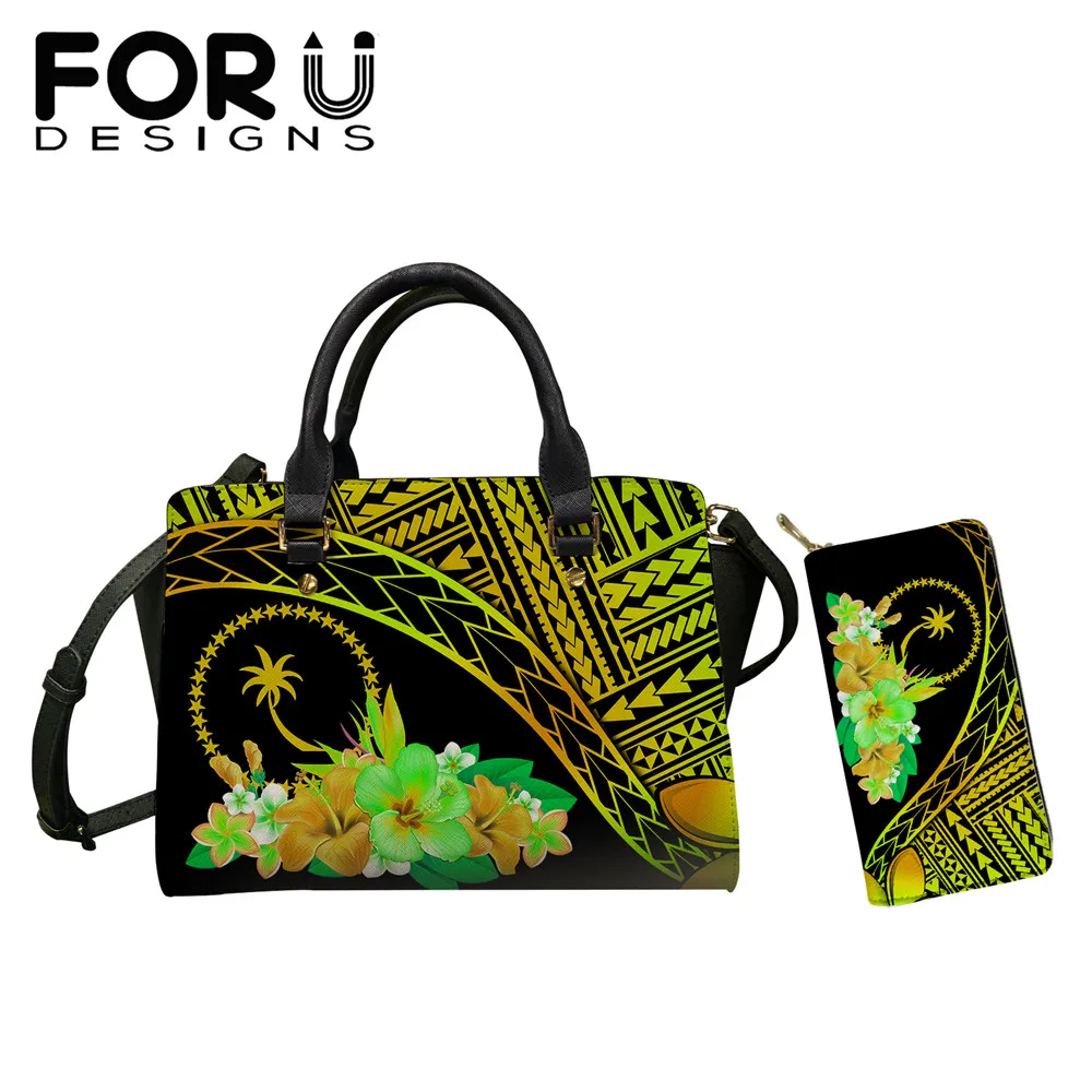 

FORUDESIGNS New 2021 Elegant Shoulder Bag Women Designer Chuuk Tropical Hibiscus Printing Luxury Handbags Female Crossbody Bags