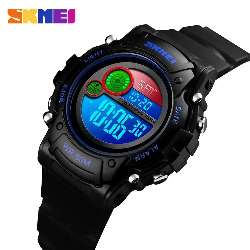 SKMEI NEW Style Waterproof Kids Watch Fashion Plastic Case Alarm Wristwatch Boys Girls Led Digital Children Watches 1477 Reloj