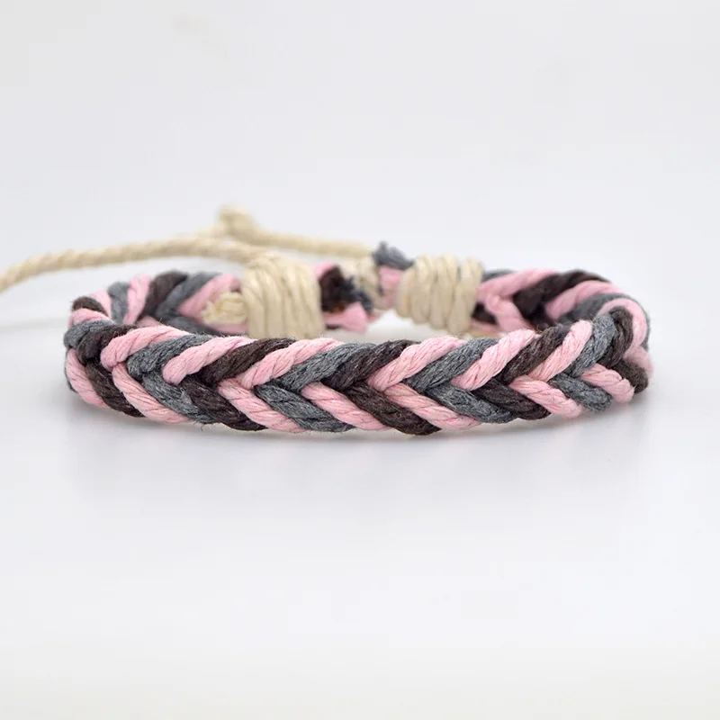 Бразильские плетеные веревочные браслеты для женщин винтажные из хлопка Прямая