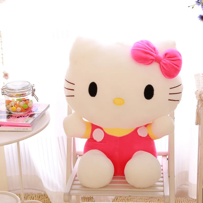 Плюшевые игрушки Hello Kitty Sanrio милые 23 ~ 55 см куклы из фильма KT Cat Мягкие набивные