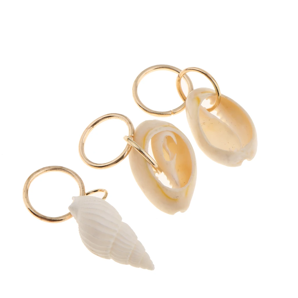 

50pcs Mixed Shell Star Cross Pendant Hair Ring Braid Rings Loop Headband