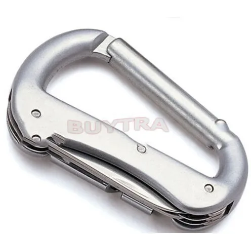 

Survival Aluminum Alloy Climbing Carabiner Hook Gear Camping Hiking Buckle Rock Lock with Screw Driver Bottle Opener Multi Tool