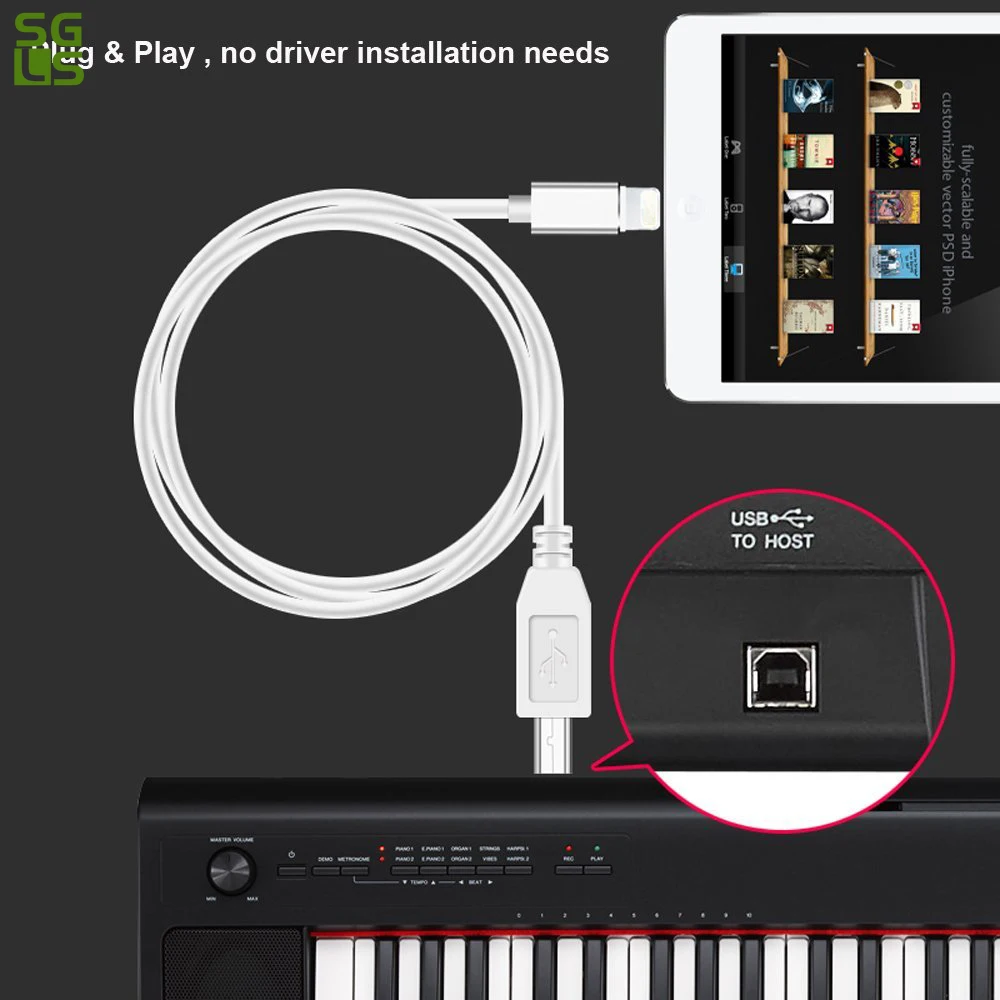 For Lightning To MIDI Type B Instrument Adapter Electric Piano Audio Interface Connector High Speed Cable iPhone X XR XS 8 7 | Мобильные