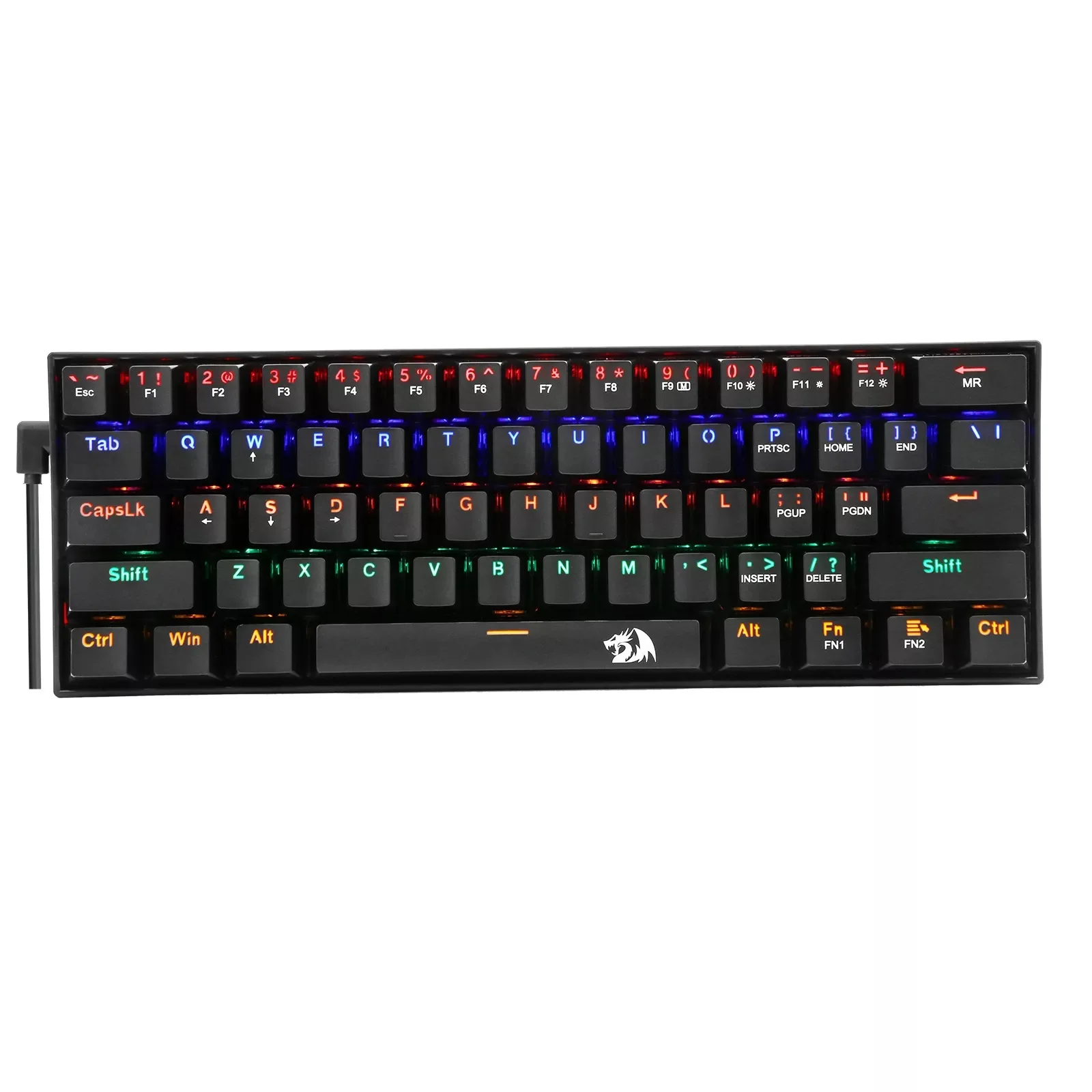 Enlarge Redragon – K606 61-key mechanical gaming keyboard, with rainbow backlight, with blue switches, for Windows PC