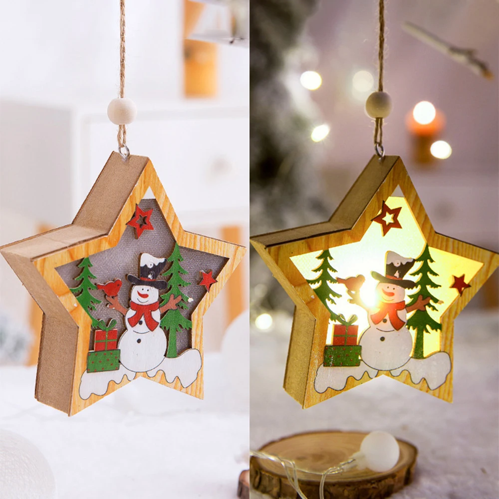 

Christmas Ornament Xmas LEDs Light Illuminated Lamp Tree Hanging DIY Decoration Deco Lanyard for Festival Holiday Halloween Gift