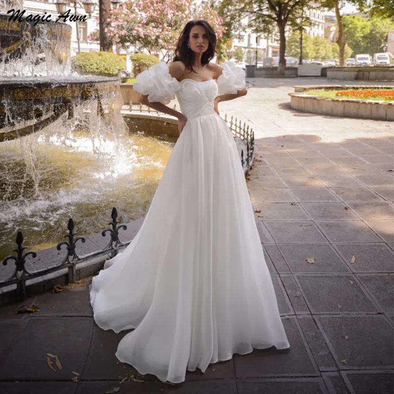 Женское свадебное платье в стиле бохо Magic Awn белое платье-трапеция из органзы со