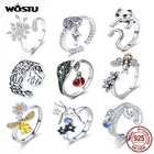 Женское Обручальное кольцо в виде пчелы и цветка, кольцо регулируемого размера из серебра 925 пробы, Подарочная бижутерия