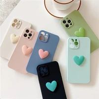 cute 3d love heart camera protection phone case for iphone 11 13 pro max 12 mini 7 8 plus se 2020 solid color soft silicone tpu