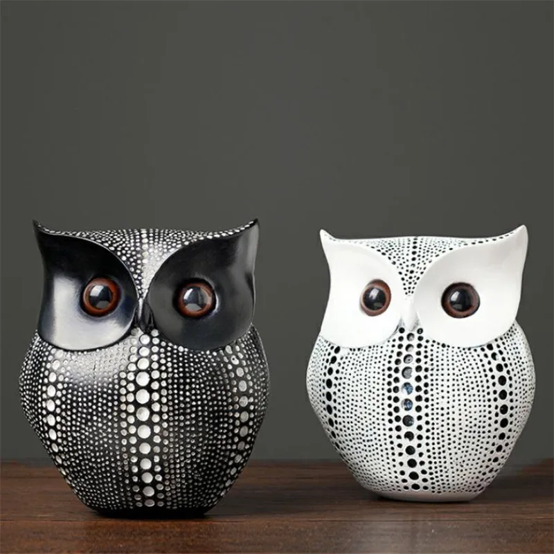 Скандинавские минималистичные фигурки животных в виде белой/черной совы