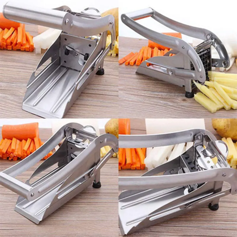 Cortador Manual de patatas fritas de acero inoxidable, m&aacute;quina cortadora de tiras de patatas fritas, herramienta de fabricaci&oacute;n de zanahorias-5