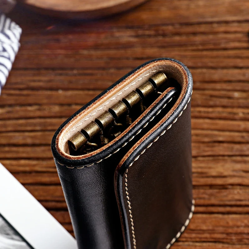 

Leather key wallet card holder men men retro handmade small key wallet money bag box wallet storage bag housekeeper lady