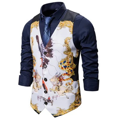 

Free Shipping Men's Suit Vest Autumn And Winter New Fashion Men's Vest 3D Printed Single-breasted Vest Men 039
