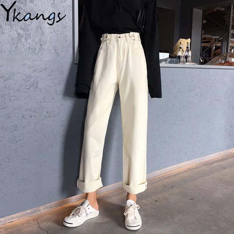 Джинсы Mom женские свободные с завышенной талией повседневные длинные джинсы