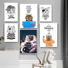 Мультяшное животное кошка рисование на холсте Живопись Дети Спальня общежитие гостиная фон Искусство на стену украшение плакат