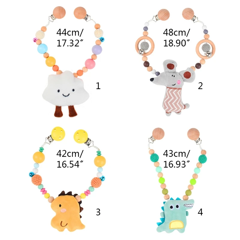 

Baby Stroller Pendant Rattle Pacifier Chain Pram Clip Crochet Beads Infants Nursing Teething Chewing Toys Shower Gifts