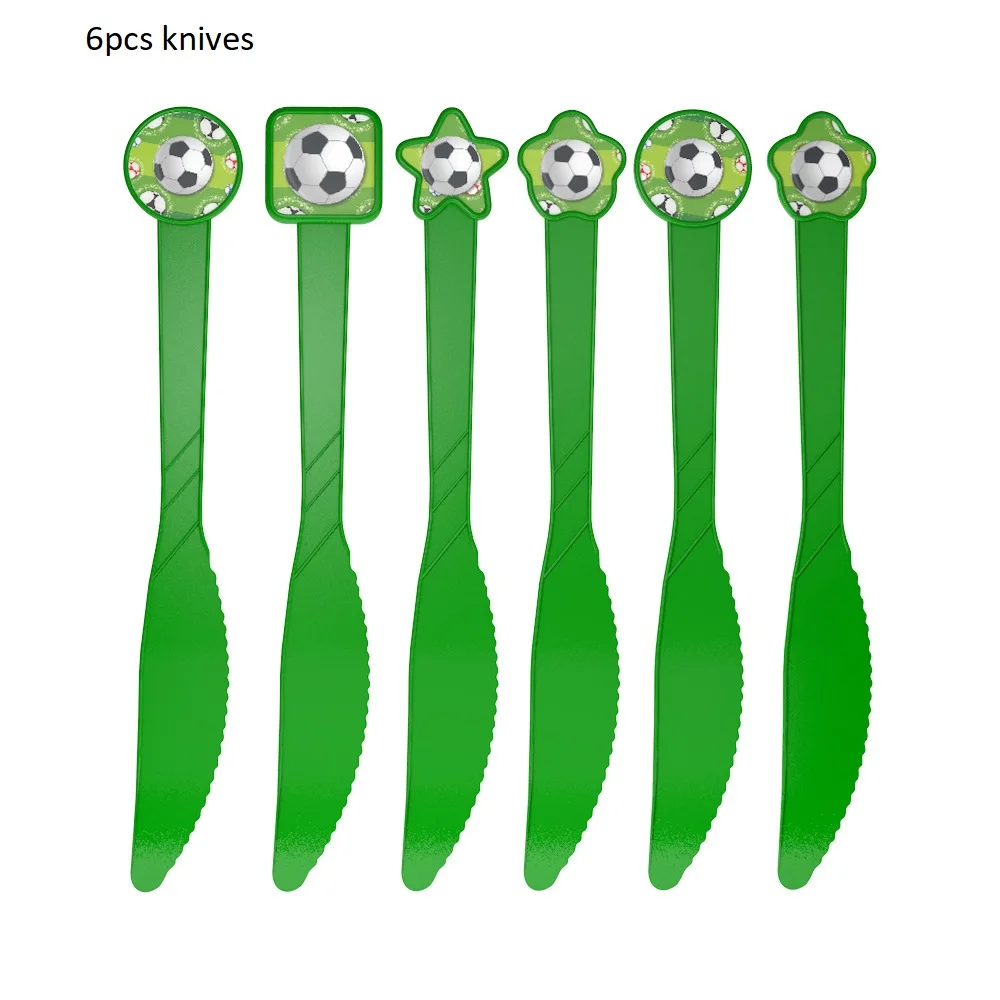 6pcs Knives Футбол вечерние посуда Бумага пластины салфетки под чашки скатерть баннер счастливый день рождения, мероприятие, вечеринка принадлежности для мальчиков Festa - Цвет: 6pcs Knives