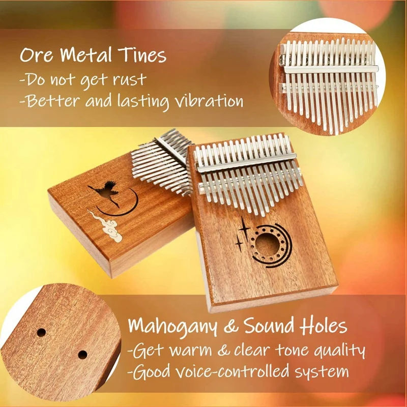 

17 Key Kalimba TOM Mahogany Kalimba 17 Key with EVA Case for Kid and Adults Beginners