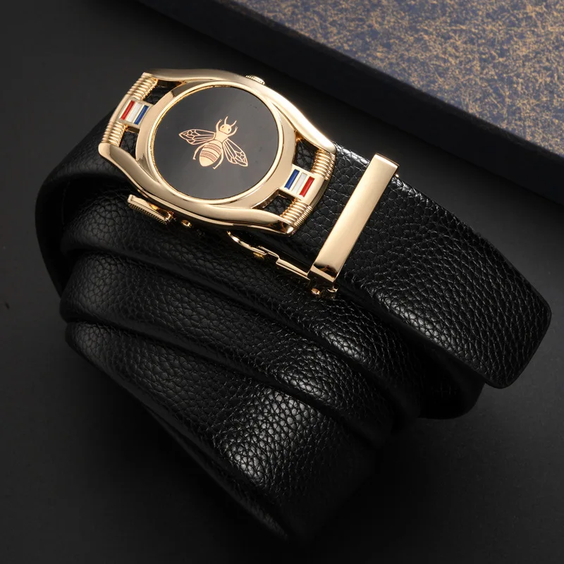 

Top Quality Faux Leather Belt Men Luxury Leather Belts for Men Strap Male Metal Automatic Buckle
