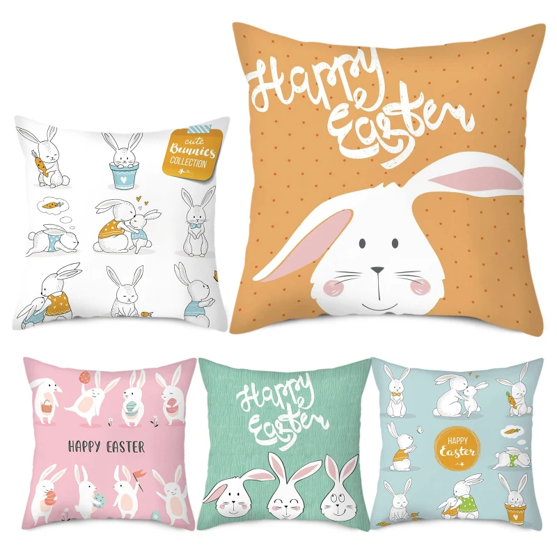 Fuwatacchi Счастливой Пасхи Декоративная Наволочка на подушку для Кролик пасхальные