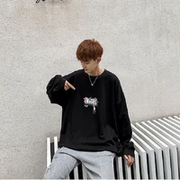 round neck sweater mens 2021 spring autumn new fashion printing hip hop long sleeved shirt trend couple loose casual t shirt