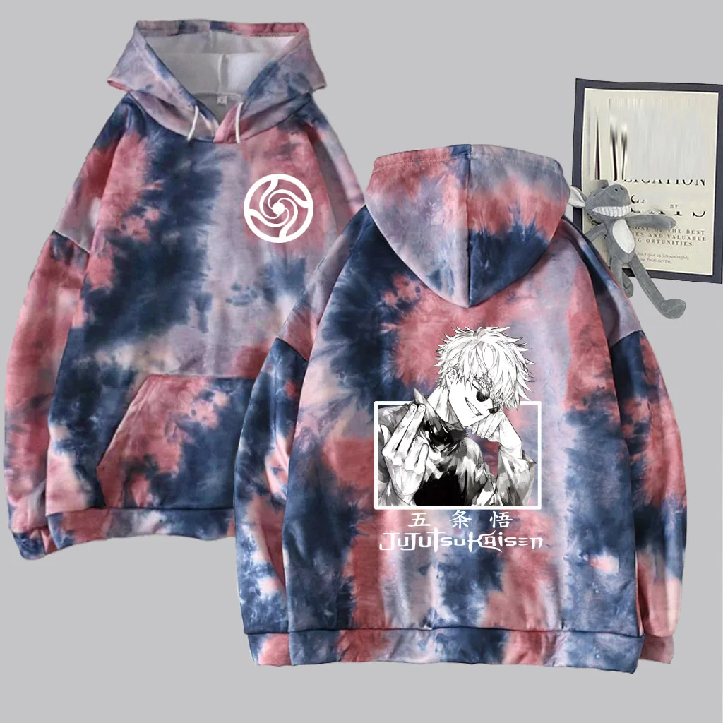 

Satoru Gojo Hot Anime Hoodie Tie-dye Pullovers Tops Long Sleeve Fashion