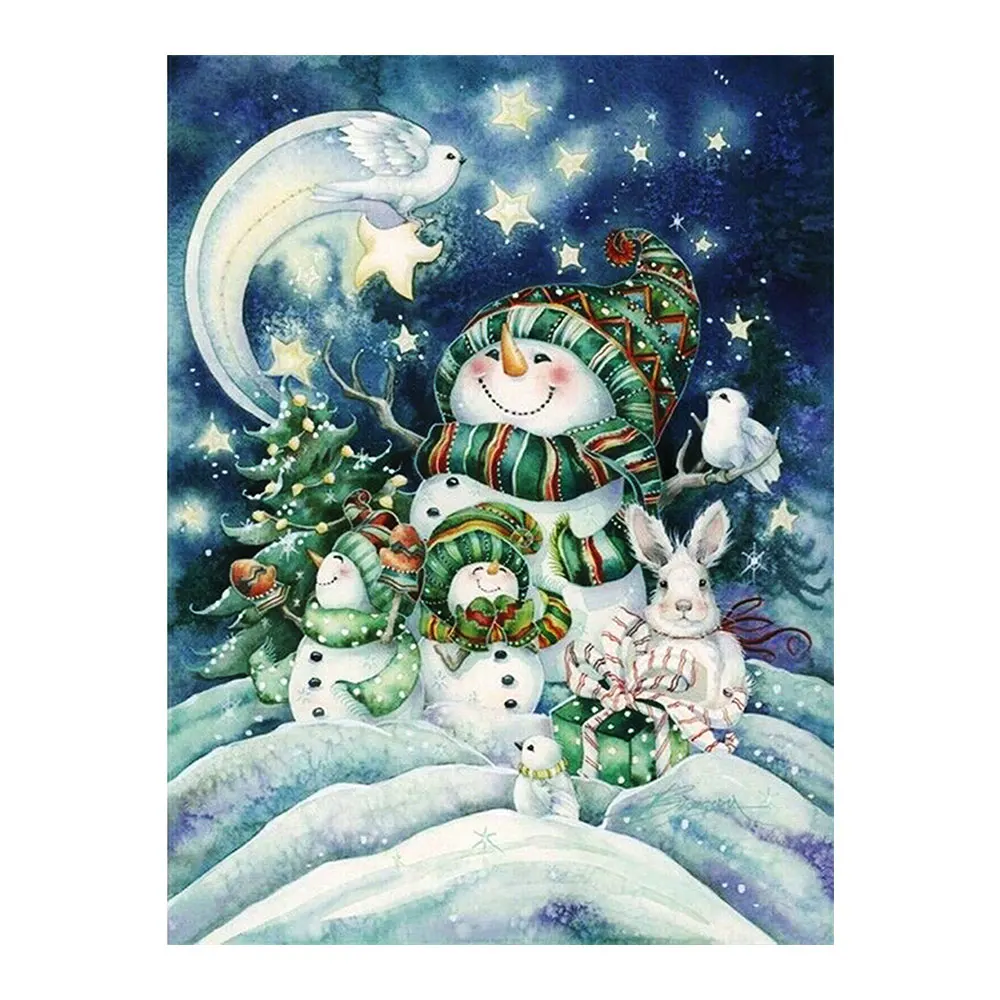 Гусином пуху Цвет Белый Снеговик ночью бриллиантовый рисунок Рождество