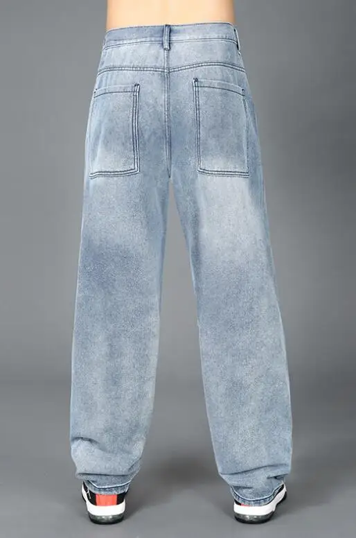 Men Jeans Patch Pocket Hip Hop Harem Jeans Camouflage Patch Denim Pants Loose Baggy Jeans Skateboard  Jeans