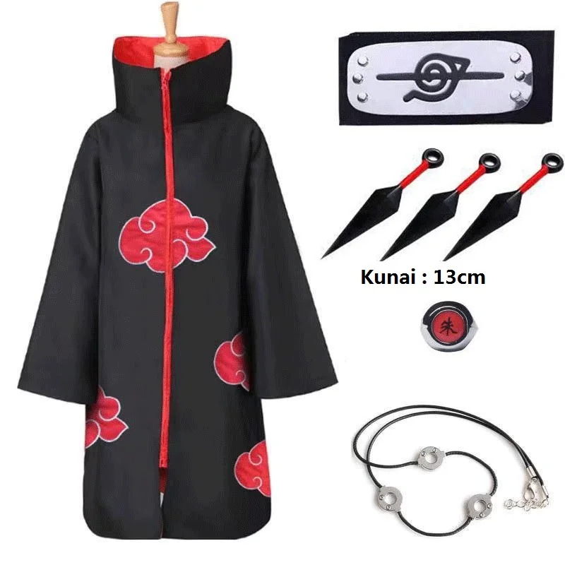 Аниме Akatsuki костюмы для косплея на Хэллоуин плащ Итачи повязка голову кольцо