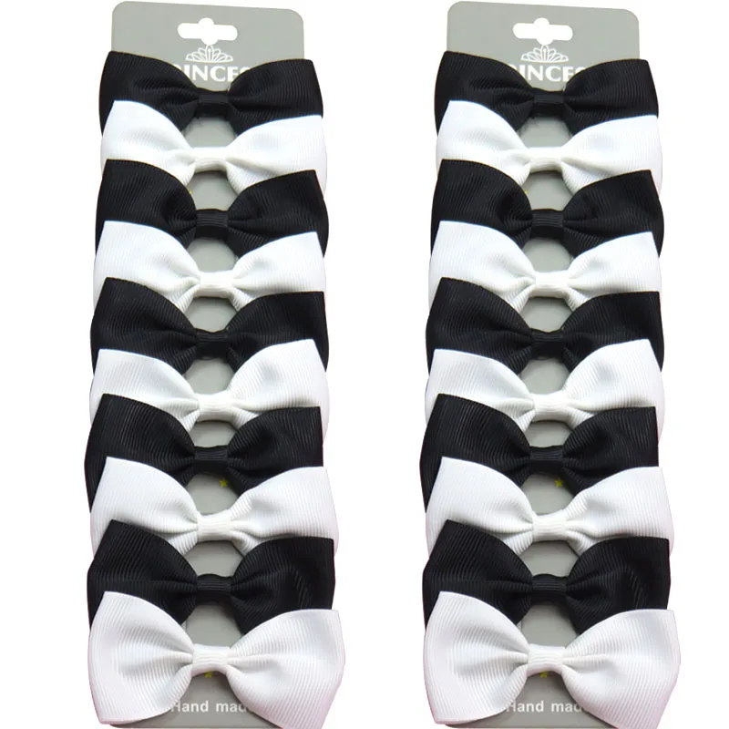 

20PCS/Lot Cute Black and White With Clip Grosgrain Ribbon Bow Hairpins 2020 Scrunchie Korean CLIP Hair Accessories For Baby Girl