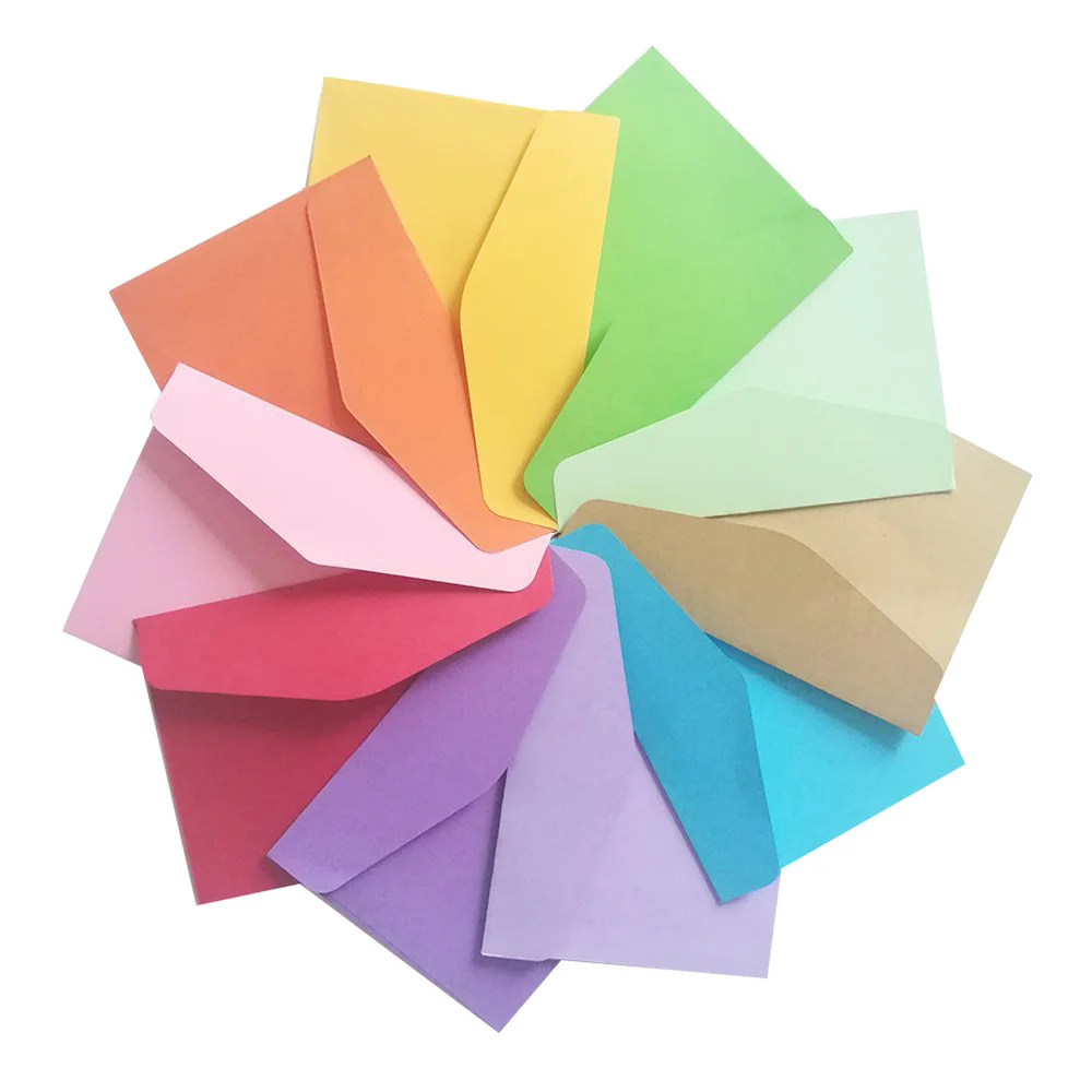 

120PCS Mini Size Color Envelope Blank Monochrome Envelope(Random Color)