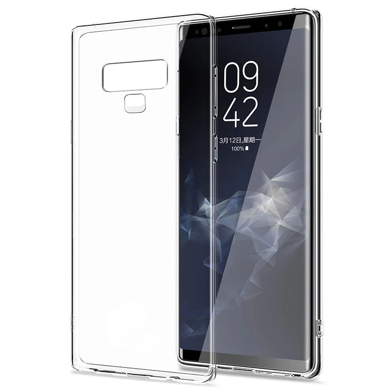 Кристальные бесцветные ультратонкие тонкие мягкие ТПУ чехлы для samsung Galaxy Note9 Note 9 на заднюю панель для телефона прозрачный гель GalaxyNote9 - Цвет: Прозрачный