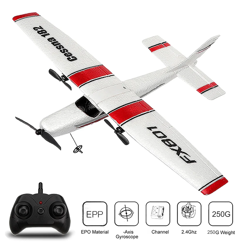 

Beginner Electric Airplane RC RTF Epp Foam UAV Remote Control Glider Plane Kit Cassna 182 Aircraf More Battery Increase Fly Time