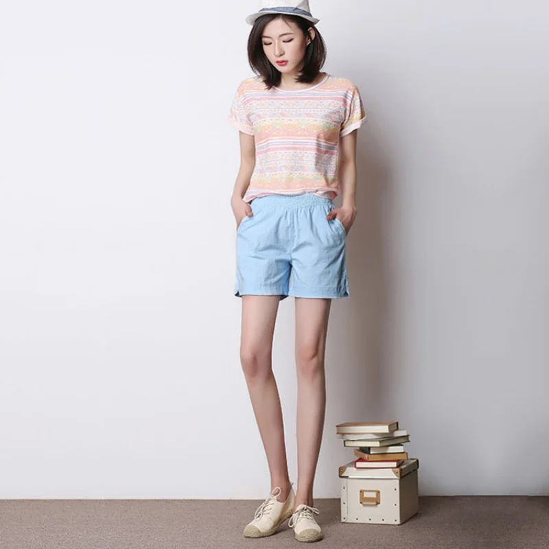 Женские летние шорты с завышенной талией модные женские белые серые синие