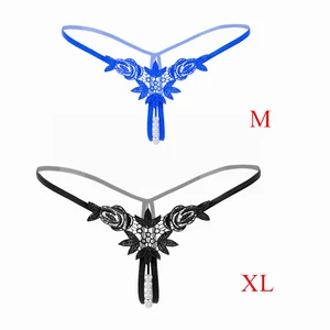 M - XL 3 шт.компл. женские кружевные трусики для секса перламутровые стринги трусы с низкой посадкой женское сексуальное нижнее белье с открытой промежностью интимное белье