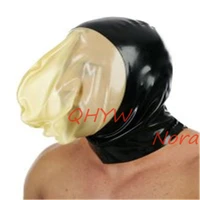 natural latex face mask hood for men cosplay costumes fetish cosplay mask back zipper club wear