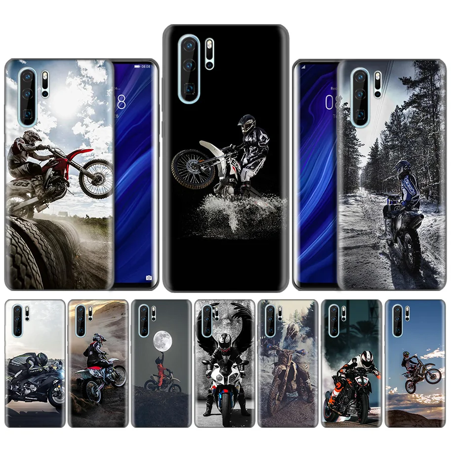 Черный силиконовый чехол для huawei P30 P20 P10 mate 30 20 10 Lite Pro Coque сумки Обложка Capas Back moto внедорожный мотоцикл Спорт