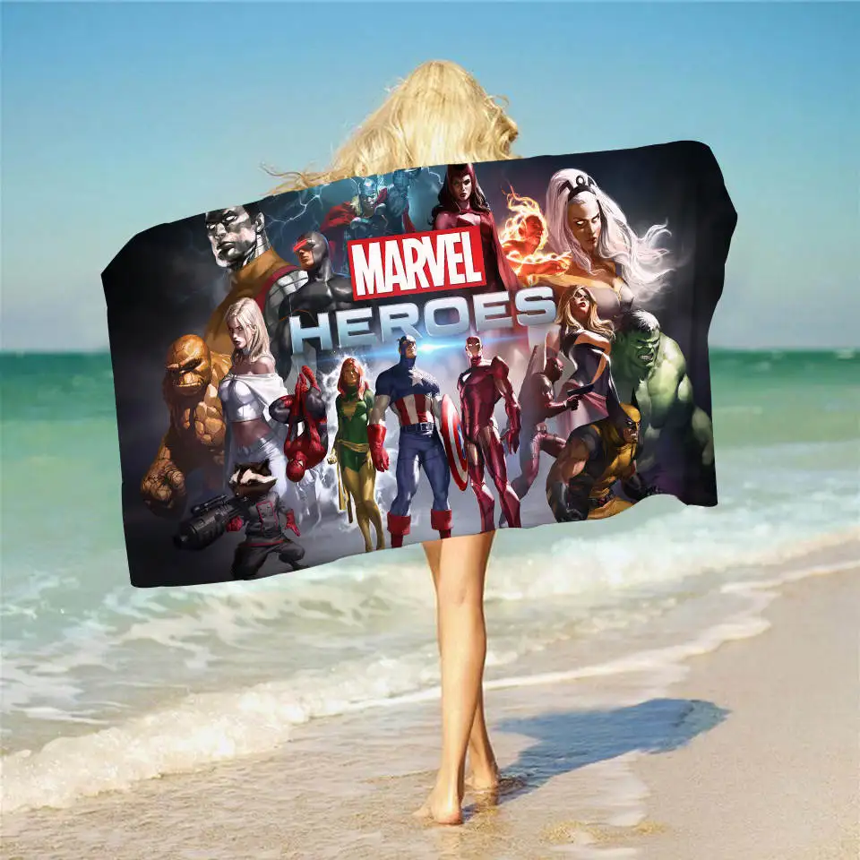 Пляжное полотенце Marvel из полиэфирного волокна пляжное мультфильма мстители