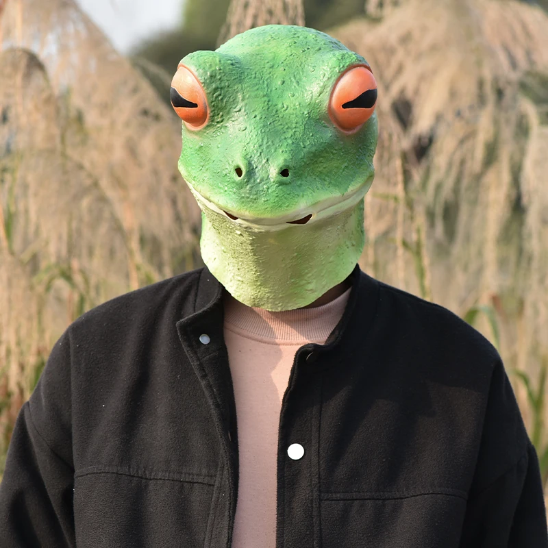 

Frog Mask Halloween Cosplay Costume Latex Animal Head Masks for Adults Party Decoration Props