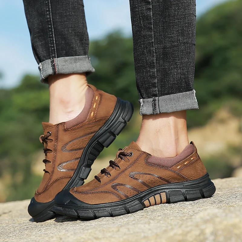 Новинка Мужские треккинговые ботинки кожаные кроссовки для альпинизма