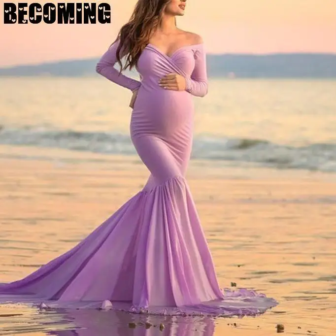 Платье для беременных с длинным рукавом и v образным вырезом платье макси