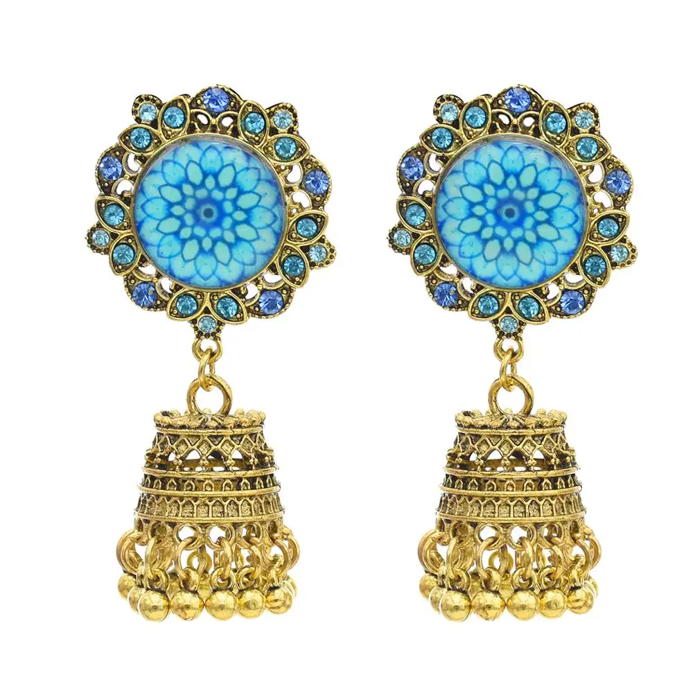 Афганские ювелирные изделия серьги Jhumka для женщин богемные резная Цветочная