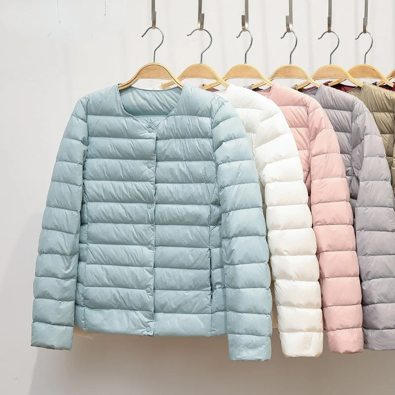

Ultra Thin Down Jacket Women Large Size Pink Womens Lightweight Down Jackets Ultra Light White Coat Warm Short Jackets Women